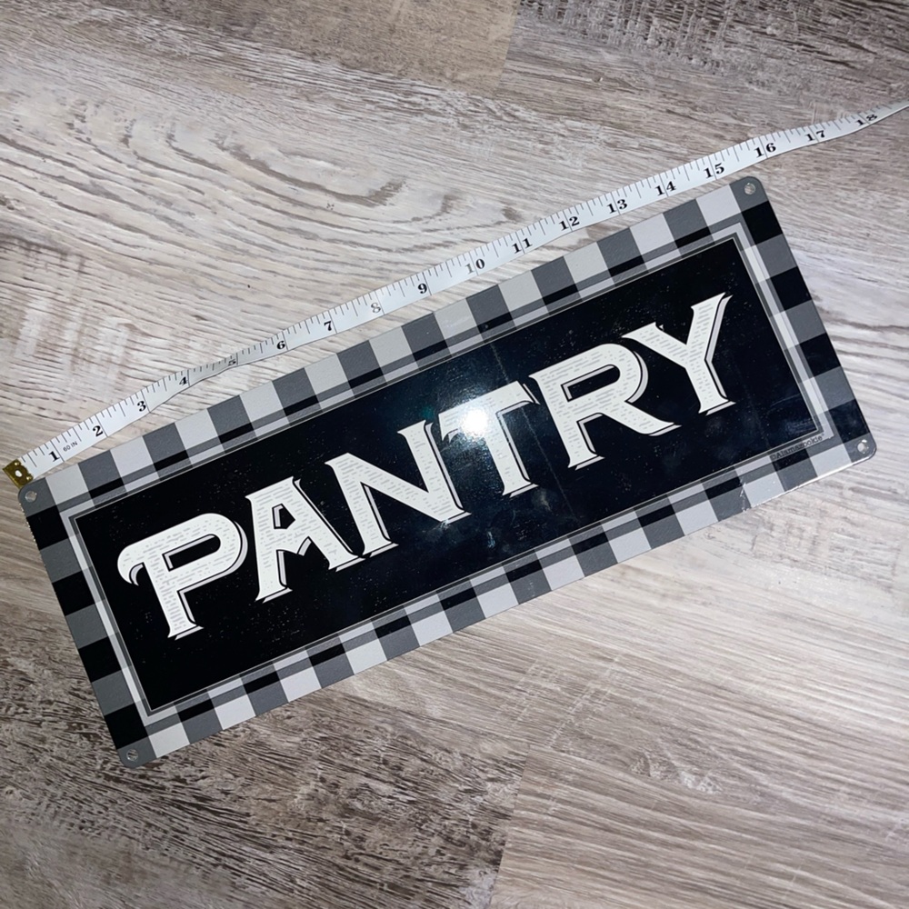 Black and White Metal Pantry Sign
